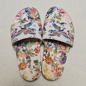Johnny Was Multicolor Floral Bird Sandals